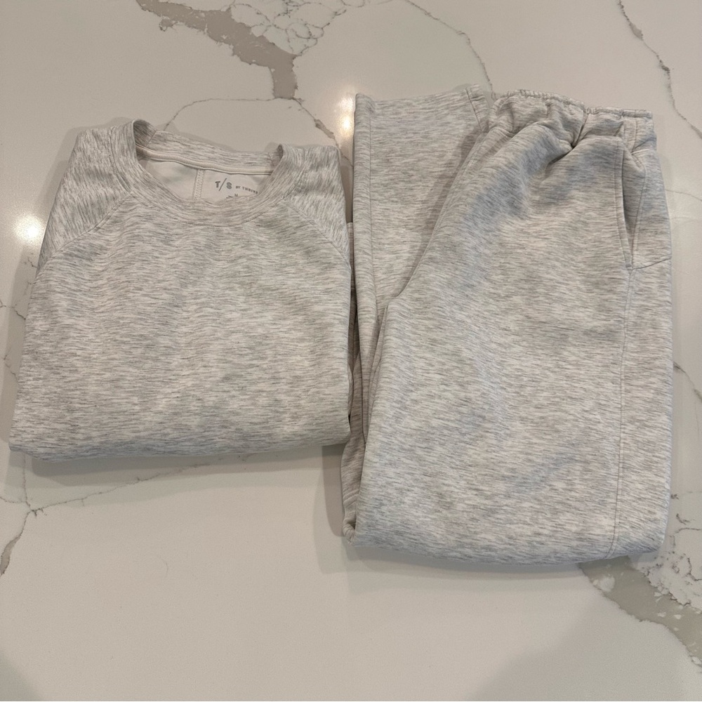 T/S by Thrive Societe Gray Modal Track Suit Set Women M Long Sleeve Loungewear